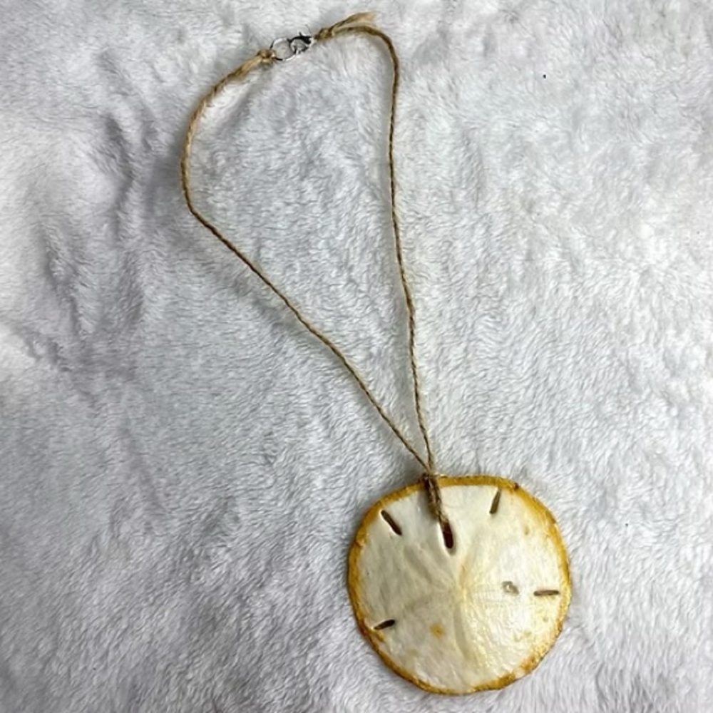 Handmade Sand Dollar Sea Shell Necklace - Gold